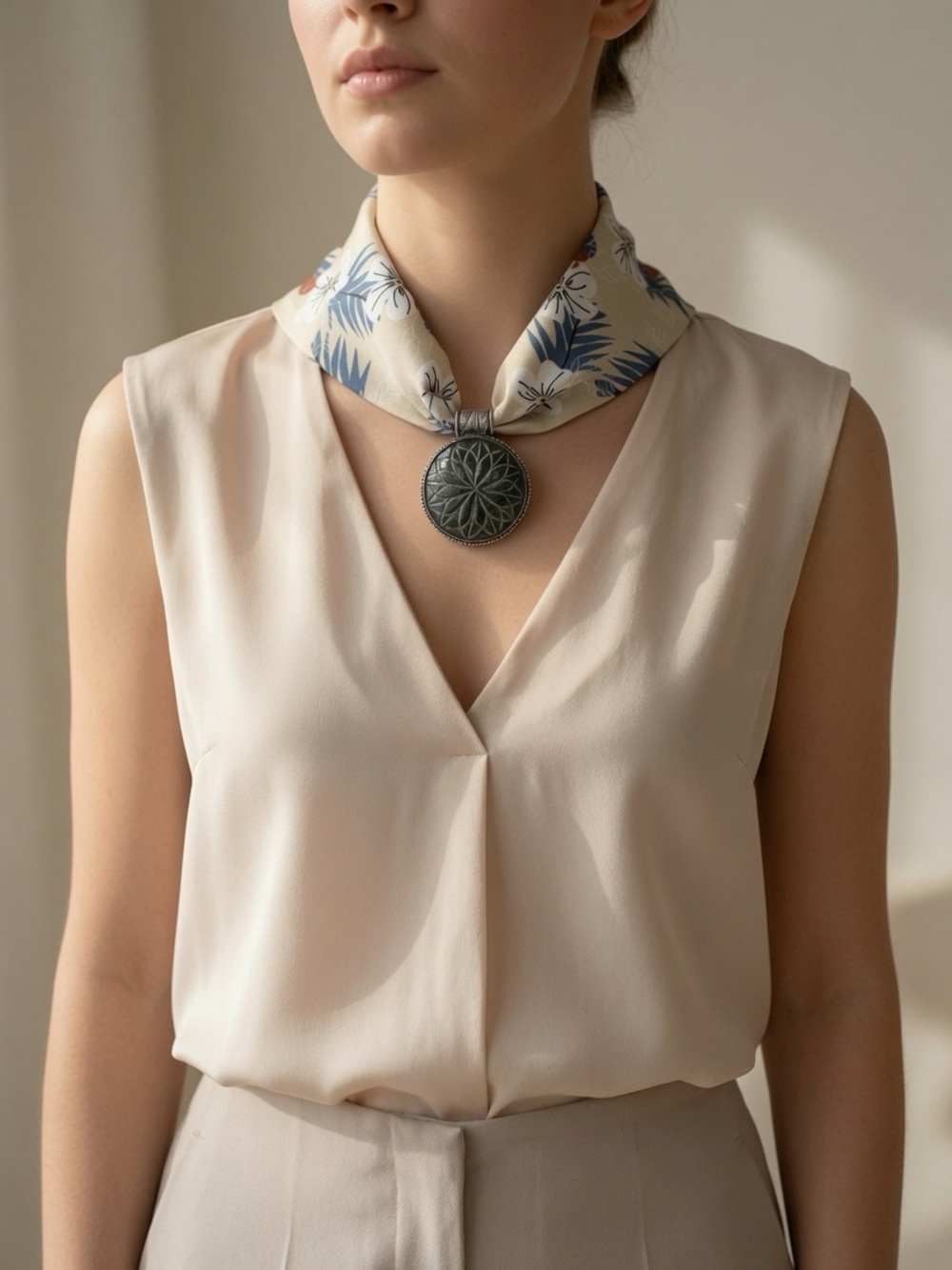 Labradorite Floral Scarf Necklace